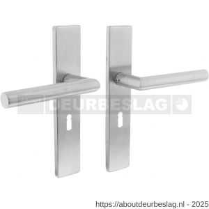 Intersteel Essentials 1307 deurkruk Jura op schild verdekt rechthoekig 219x40 mm met nokken sleutelgat 56 mm RVS EN 1906/4 - R26005700 - afbeelding 1