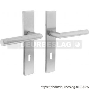 Intersteel Essentials 1307 deurkruk Jura op schild verdekt rechthoekig 219x40 mm met nokken sleutelgat 72 mm RVS EN 1906/4 - R26005701 - afbeelding 1