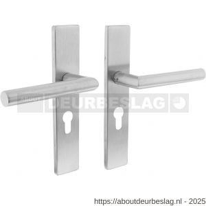 Intersteel Essentials 1307 deurkruk Jura op schild verdekt rechthoekig 219x40 mm met nokken profielcilindergat 55 mm RVS EN 1906/4 - R26005702 - afbeelding 1