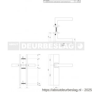 Intersteel Essentials 1337 deurkruk Vierkant op schild verdekt rechthoekig 219x40 mm met nokken blind RVS EN 1906/4 - R26005756 - afbeelding 2