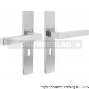 Intersteel Essentials 1337 deurkruk Vierkant op schild verdekt rechthoekig 219x40 mm met nokken sleutelgat 56 mm RVS EN 1906/4 - R26005759 - afbeelding 1