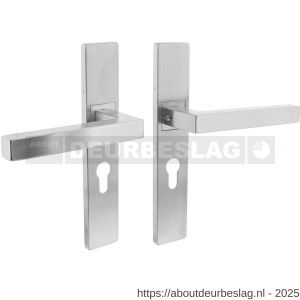 Intersteel Essentials 1337 deurkruk Vierkant op schild verdekt rechthoekig 219x40 mm met nokken profielcilindergat 55 mm RVS EN 1906/4 - R26005760 - afbeelding 1