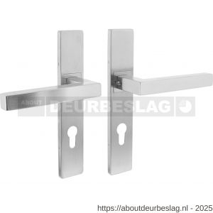 Intersteel Essentials 1337 deurkruk Vierkant op schild verdekt rechthoekig 219x40 mm met nokken profielcilindergat 72 mm RVS EN 1906/4 - R26005761 - afbeelding 1