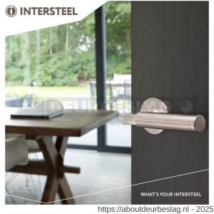 Intersteel Essentials 1839 deurkruk Baustil op rozet verdekt met magneet diameter 55x3 mm met nokken RVS - R26007494 - afbeelding 5