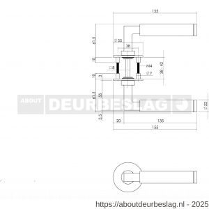 Intersteel Essentials 1839 deurkruk Baustil op rozet verdekt met magneet diameter 55x3 mm met nokken RVS - R26007494 - afbeelding 3