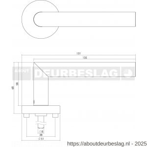 Intersteel Living 1951 deurkruk Jura met rozet verdekt ATP diameter 51x10 mm met nokken RVS - R26007065 - afbeelding 3