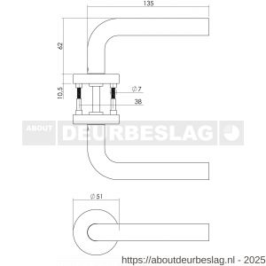 Intersteel Living 1952 deurkruk Recht met rozet verdekt ATP diameter 51x10 mm met nokken RVS - R26007066 - afbeelding 2