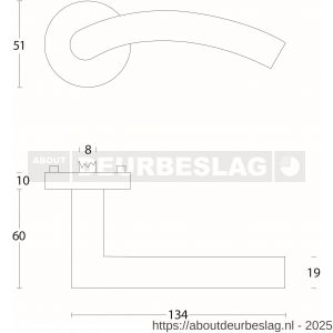 Intersteel Living 1954 deurkruk Lisa-90 graden met rozet verdekt ATP diameter 51x10 mm met nokken RVS - R26007067 - afbeelding 3