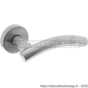 Intersteel Living 1955 deurkruk Gebogen met rozet verdekt ATP diameter 51x10 mm met nokken RVS - R26007068 - afbeelding 1