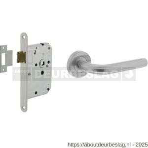 Intersteel Essentials 2100 set bestaand uit loopslot voorplaat wit met deurkrukgarnituur Recht op rozet RVS - R26009430 - afbeelding 1