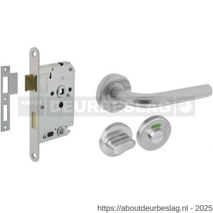 Intersteel Essentials 2100 set bestaand uit toiletslot voorplaat wit met toilet- en deurkrukgarnituur Recht op rozet RVS - R26010037 - afbeelding 1