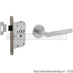 Intersteel Essentials 2100 set bestaand uit loopslot voorplaat RVS met deurkrukgarnituur Hoek 90 graden op rozet RVS - R26010038 - afbeelding 1