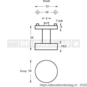 Intersteel Essentials 2246 knoprozet plat met stift M10/8x85 mm centraal vast op rozet met nokken diameter 53x8 mm RVS - R26005846 - afbeelding 2