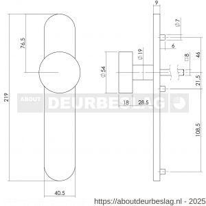 Intersteel Living 2752 knopschild 2752 lang verdekt blind 7 mm nokken RVS EN 1906/4 - R26005860 - afbeelding 2