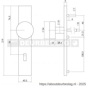 Intersteel Living 2754 knopschild 2754 verdekt rechthoeking sleutelgat 56 mm EN 1906/4 - R26008551 - afbeelding 2