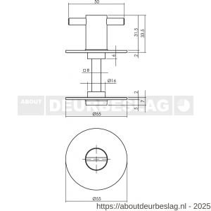 Intersteel Living 3403 WC-sluiting zelfklevend diameter 55x2 mm met stift 8x8 mm RVS - R26006854 - afbeelding 2