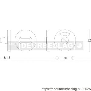 Intersteel Living 3413 WC-sluiting verdekt diameter 53x5 mm met stift 8x8 mm RVS - R26002748 - afbeelding 3