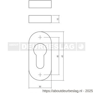 Intersteel Essentials 3417 cilinderrozetten verdekt ovaal 65x30x10 mm RVS - R26011086 - afbeelding 2