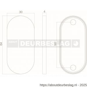 Intersteel Living 3418 afdekrozet verdekt ovaal 65x30x5 mm RVS - R26002290 - afbeelding 2