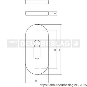 Intersteel Essentials 3418 sleutelrozetten verdekt ovaal 65x30x5 mm RVS - R26011087 - afbeelding 2