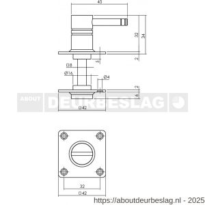 Intersteel Living 3419 WC-sluiting 42x42x2 mm met stift 8x8 mm RVS - R26002750 - afbeelding 2