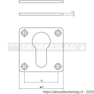 Intersteel Essentials 3419 cilinderrozetten 42x42x2 mm RVS - R26011090 - afbeelding 2