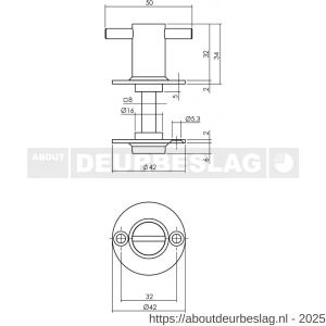 Intersteel Living 3421 WC-sluiting diameter 42x2 mm met stift 8x8 mm RVS - R26007623 - afbeelding 2