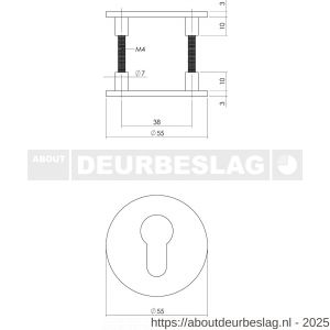 Intersteel Essentials 3423 cilinderrozetten verdekt met magneet diameter 55x3 mm en nokken RVS - R26008558 - afbeelding 2