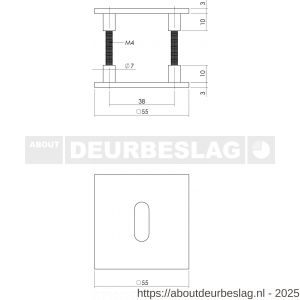 Intersteel Essentials 3424 cilinderrozetten verdekt met magneet 55x55x3 mm en nokken RVS - R26008563 - afbeelding 2