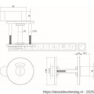 Intersteel Essentials 3430 WC-sluiting verdekt diameter 53x5 mm met comfortknop en stift 8x8 mm RVS - R26005912 - afbeelding 2