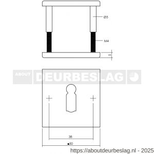 Intersteel Essentials 3432 sleutelrozetten verdekt 50x50x5 mm RVS - R26011096 - afbeelding 2