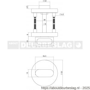 Intersteel Essentials 3512 WC-sluiting verdekt diameter 53x8 mm met nokken en stift 8x8 mm RVS - R26007621 - afbeelding 2
