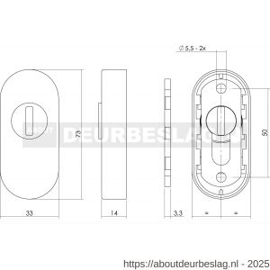Intersteel Essentials 3752 veiligheid schuifrozet ovaal 73x33x14 mm met sleufplaatje RVS - R26008578 - afbeelding 2