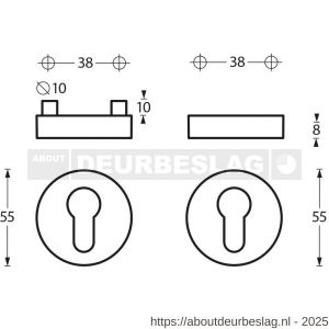 Intersteel Essentials 3753 SKG3 veiligheidsrozetten rond verdekt basic diameter 54x9 mm profielcilindergat RVS - R26003585 - afbeelding 2
