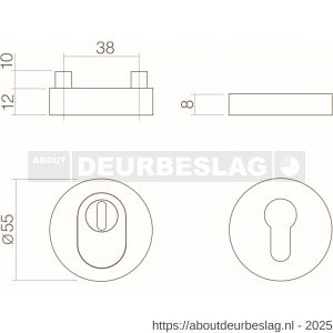 Intersteel Essentials 3753 SKG3 veiligheidsrozetten rond verdekt basic diameter 54x12 mm profielcilindergat met kerntrekbeveiliging RVS - R26005949 - afbeelding 2