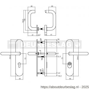 Intersteel Living 3775 SKG3 veiligheidsbeslag ovaal verdekt 255x52 mm kruk-kruk Rond profielcilindergat 72 mm met kerntrekbeveiliging RVS - R26010044 - afbeelding 2