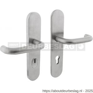 Intersteel Living 3775 SKG3 veiligheidsbeslag ovaal verdekt 255x52 mm kruk-kruk Rond profielcilindergat 72 mm met kerntrekbeveiliging RVS - R26010044 - afbeelding 1