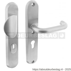 Intersteel Essentials 3783 SKG3 veiligheidsbeslag ovaal 250x50 mm greep-kruk Rond met veerconstructie profielcilindergat 55 mm met kerntrekbeveiliging RVS - R26008585 - afbeelding 1