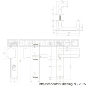 Intersteel Essentials 3783 SKG3 veiligheidsbeslag ovaal 250x50 mm greep-kruk Rond met veerconstructie profielcilindergat 72 mm met kerntrekbeveiliging RVS - R26006867 - afbeelding 2