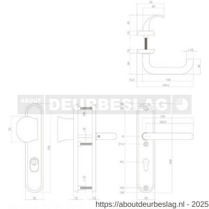 Intersteel Essentials 3783 SKG3 veiligheidsbeslag ovaal 250x50 mm greep-kruk Rond met veerconstructie profielcilindergat 92 mm met kerntrekbeveiliging RVS - R26006868 - afbeelding 2