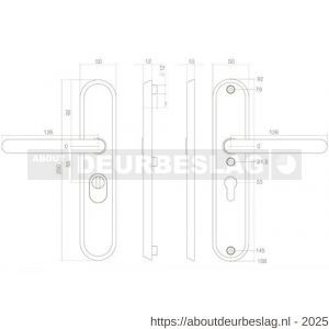 Intersteel Essentials 3785 SKG3 veiligheidsbeslag ovaal 250x50 mm kruk-kruk Rond met veerconstructie profielcilindergat 55 mm met kerntrekbeveiliging RVS - R26006872 - afbeelding 2