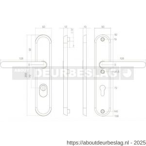 Intersteel Essentials 3785 SKG3 veiligheidsbeslag ovaal 250x50 mm kruk-kruk Rond met veerconstructie profielcilindergat 72 mm met kerntrekbeveiliging RVS - R26008592 - afbeelding 2