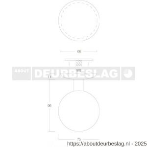 Intersteel Exclusives 3930 voordeurknop bol diameter 75 mm op achterplaat diameter 66 mm éénzijdige montage RVS - R26001007 - afbeelding 2