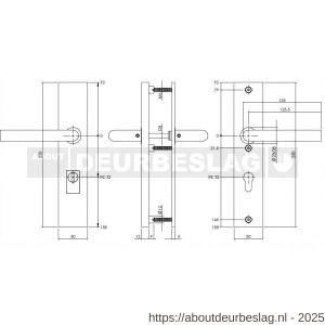 Intersteel Exclusives 3963Z SKG3 veiligheidsbeslag rechthoekig 250x50 mm kruk-kruk Jura profielcilindergat 72 mm met kerntrekbeveiliging RVS - R26008645 - afbeelding 2