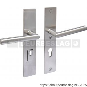 Intersteel 3964 SKG3 veiligheidsbeslag rechthoekig 250x50 mm kruk-kruk Jura met veerconstructie profielcilindergat 72 mm met kerntrekbeveiliging RVS - R26010824 - afbeelding 1