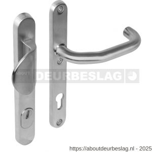 Intersteel Essentials 3980 SKG3 veiligheidsbeslag ovaal smal 254x35 mm greep-kruk Verkropt profielcilindergat 92 mm met kerntrekbeveiliging RVS - R26006055 - afbeelding 1