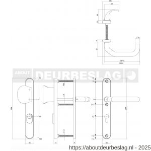 Intersteel Essentials 3985 SKG3 veiligheidsbeslag ovaal smal 254x35 mm greep-kruk Verkropt met veerconstructie profielcilindergat 72 mm met kerntrekbeveiliging RVS - R26006876 - afbeelding 2