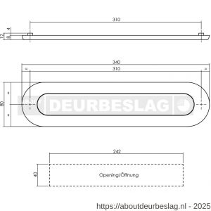 Intersteel Living 4000 briefplaat ovaal 340x80 mm met verende klep binnendraaiend RVS - R26007316 - afbeelding 2
