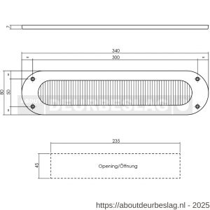 Intersteel Essentials 4015 tochtwering ovaal 340x80 mm RVS - R26007317 - afbeelding 2