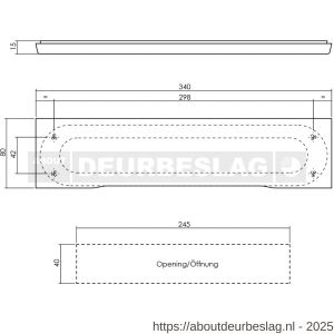 Intersteel Essentials 4015 tochtwering rechthoekig 340x80 mm verdekt RVS - R26006065 - afbeelding 2